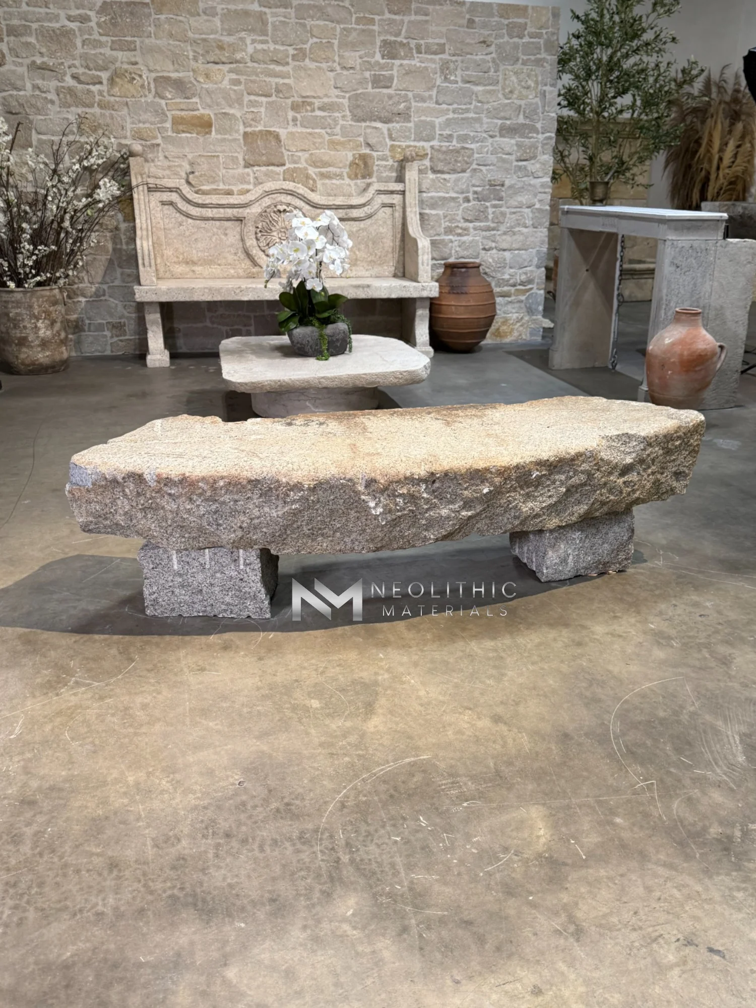 Antique Granite Bench - Image 2